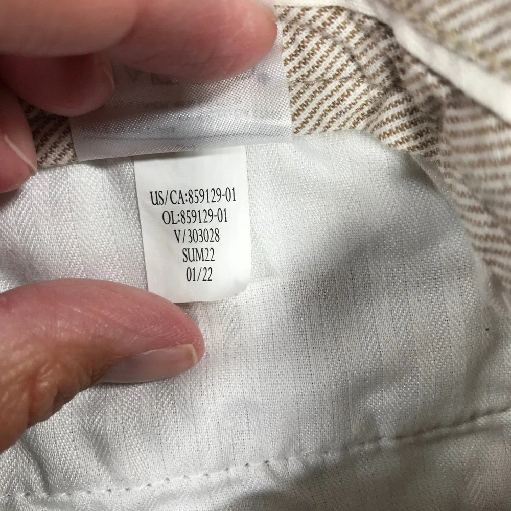 Banana Republic Mens Linen Blend Striped Shorts Tan White 34 859129-01